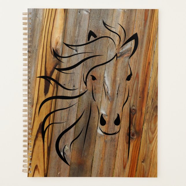 Rustic Wood And Wild Horses Planner (Front)