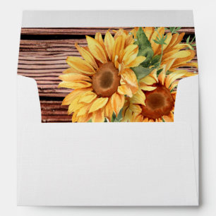 Rustic Wood and Yellow Sunflowers  Envelope