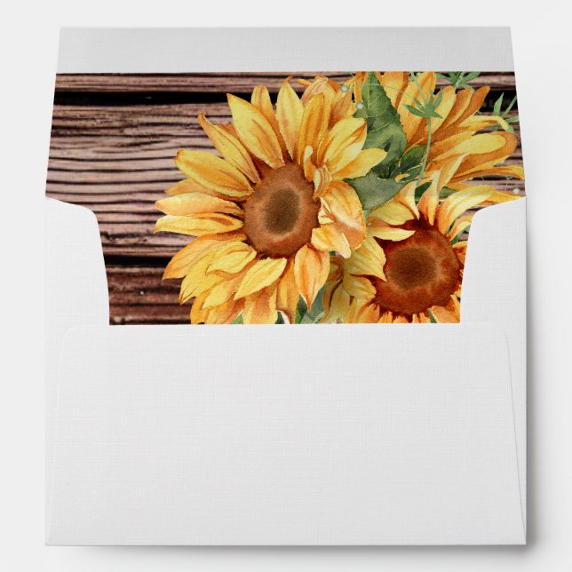 Rustic Wood and Yellow Sunflowers  Envelope (Back (Bottom))