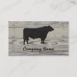 Rustic Wood Angus Bull Watercolor Business Card