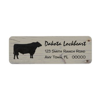 Rustic Wood Angus Bull Watercolor Label by PandaCatGallery at Zazzle