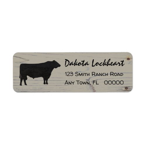 Rustic Wood Angus Bull Watercolor Label