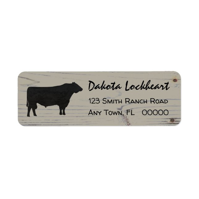 Rustic Wood Angus Bull Watercolor Label (Front)