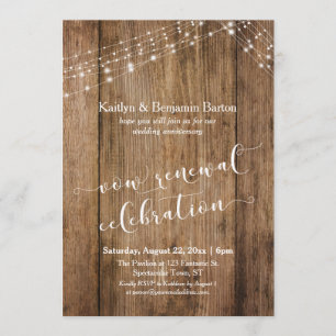 Rustic Wood Anniversary Vow Renewal Celebration Invitation