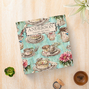 Rustic wood Antique tableware sets Family recipes 3 Ring Binder