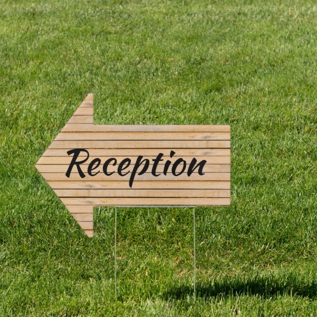 Rustic Wood Arrow Wedding Reception Sign (Insitu)