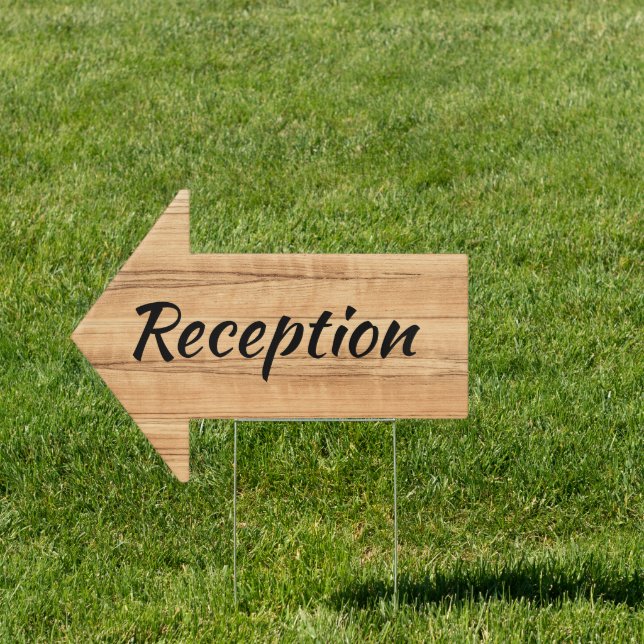 Rustic Wood Arrow Wedding Reception Sign (Insitu)