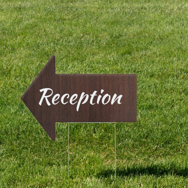 Rustic Wood Arrow Wedding Reception Sign (Insitu)