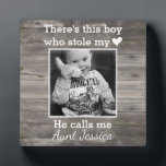 Rustic Wood Aunt Nephew Custom Photo Plaque<br><div class="desc">A personalized keepsake to celebrate a favorite auntie.
Featuring your favorite photo!</div>