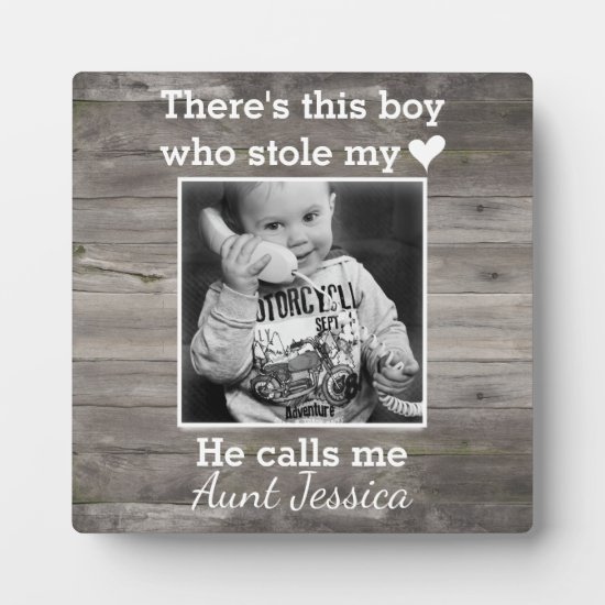 Rustic Wood Aunt Nephew Custom Photo Plaque