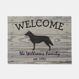 Rustic Wood Australian Cattle Dog Watercolor Doormat