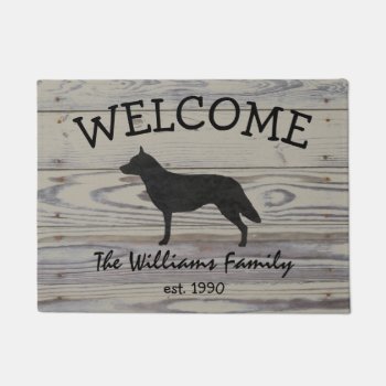 Rustic Wood Australian Cattle Dog Watercolor Doormat by PandaCatGallery at Zazzle