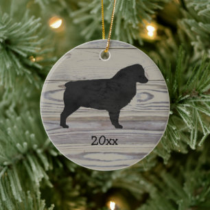 Rustic Wood Australian Shepherd Watercolor Ceramic Ornament