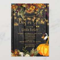 Rustic wood autumn fall baby shower gender reveal invitation