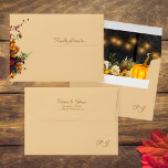 Rustic wood autumn fall floral return address envelope<br><div class="desc">Rustic country elegant autumn fall botanical bouquet monogrammed wedding beige envelope with dark brown barn wood with string lights liner.                Matching invitation and stationery available in the collection.</div>
