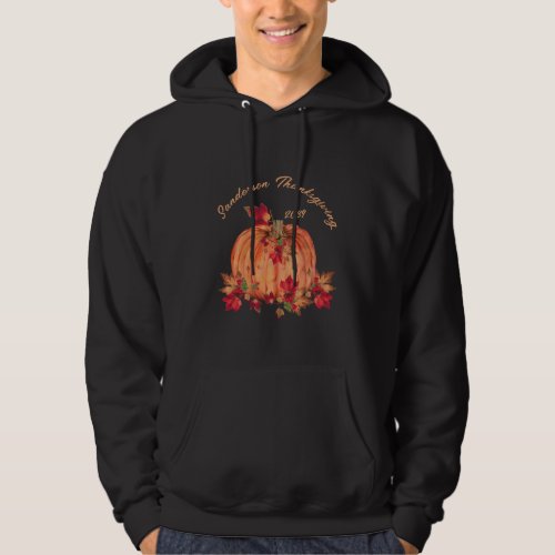 Rustic Wood Autumn Orange Pumpkins Fall Leaves Hoodie