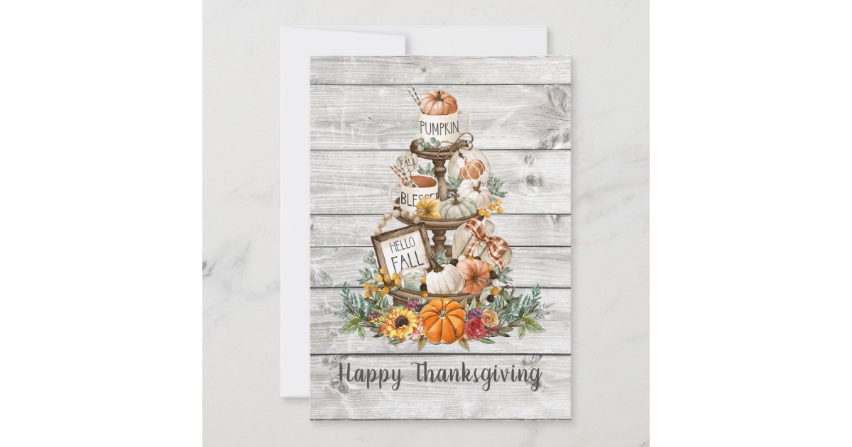 Rustic Wood Autumn Pumpkins Happy Thanksgiving | Zazzle