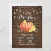 Rustic Wood Baby Shower Little Pumpkin Invitation (Front)