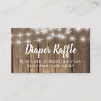 Rustic Wood BabyQ Baby Shower Diaper Raffle Ticket Enclosure Card