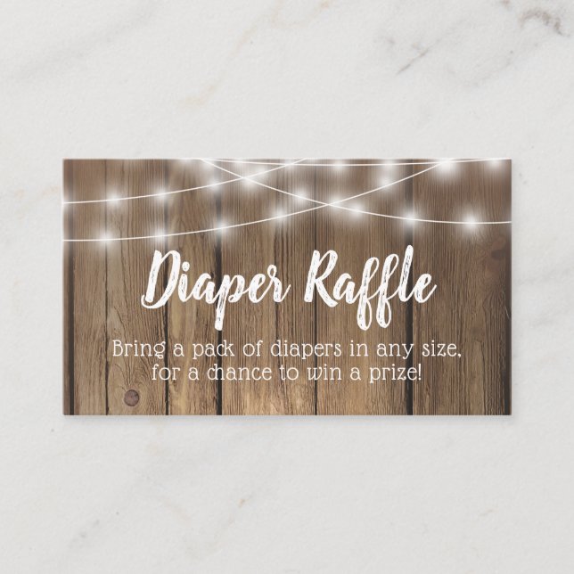 Rustic Wood BabyQ Baby Shower Diaper Raffle Ticket Enclosure Card (Front)