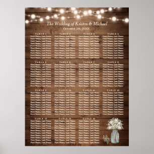 Rustic Wood Baby's Breath 15 Tables Seating Chart