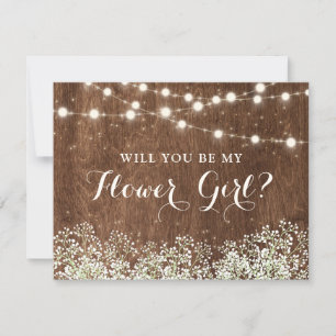 Rustic Wood Baby's Breath Country Flower Girl Invitation