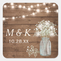 Rustic Wood Baby's Breath Floral Wedding Monogram
