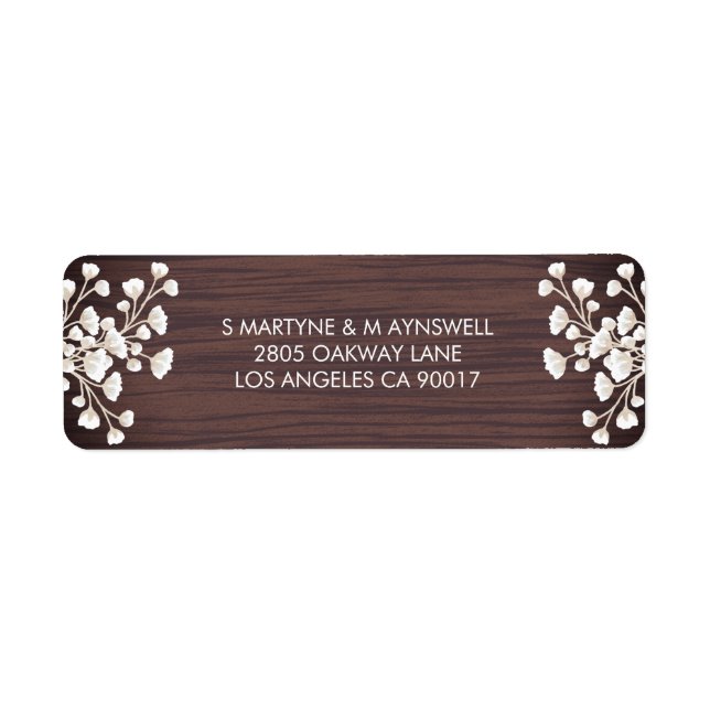 Rustic Wood Babys Breath Gypsophila Wedding Label (Front)