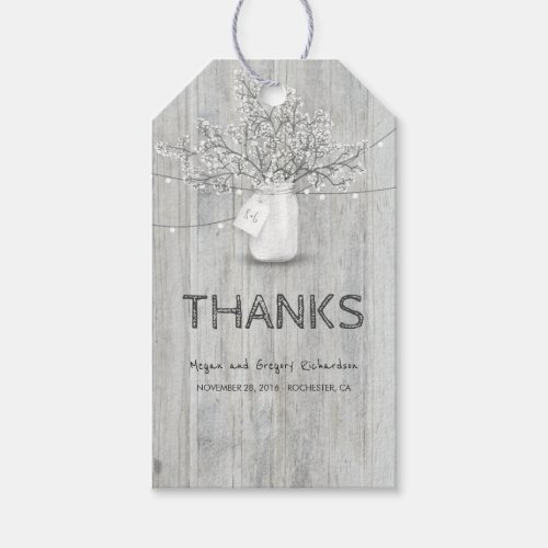 Rustic Wood Babys Breath Mason Jar Barn Wedding Gift Tags