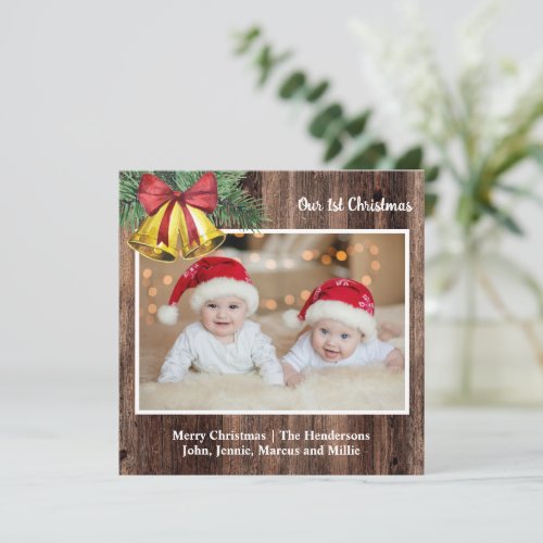 Rustic Wood Babys First Christmas Photo