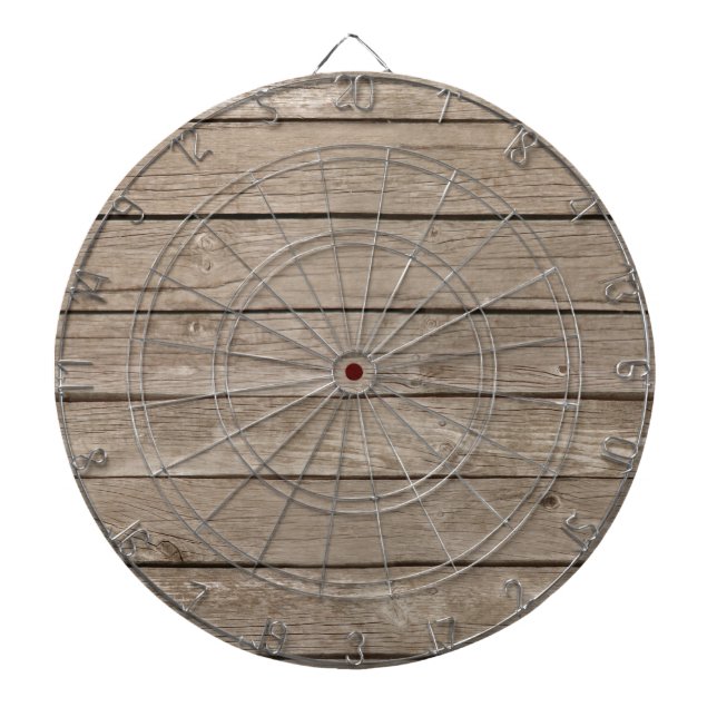 Rustic Wood Background - Add your own custom text Dartboard With Darts (Front)