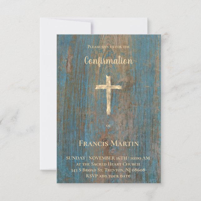 rustic wood background Confirmation Invitation (Front)