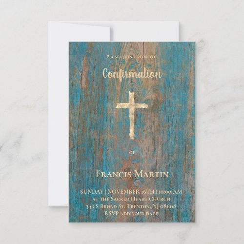 rustic wood background Confirmation Invitation