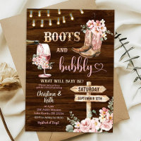Rustic Wood Background Floral Boots and Bubbly