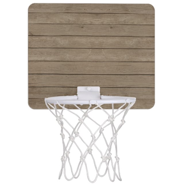 Rustic Wood Background Mini Basketball Hoop (Front)