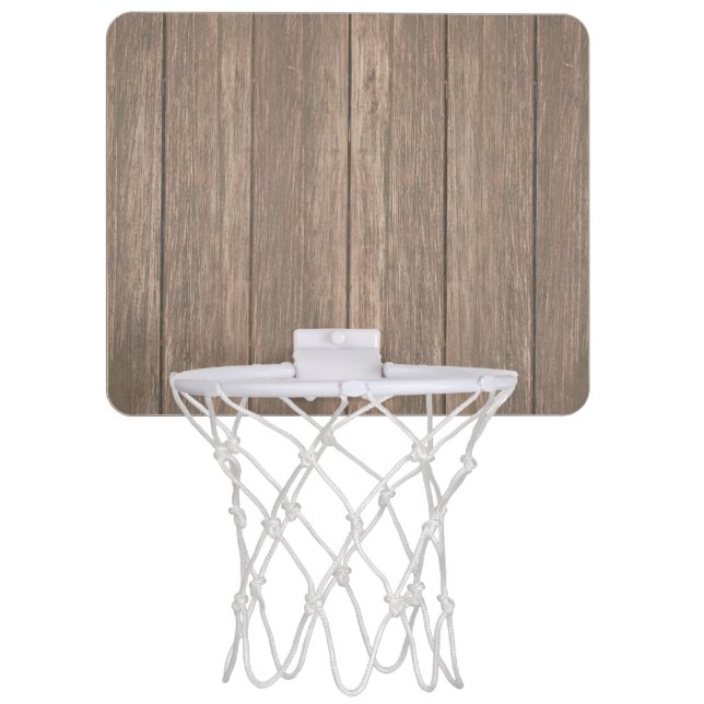 Rustic Wood Background Mini Basketball Hoop (Front)