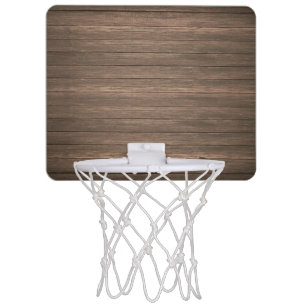 Rustic Wood Background Mini Basketball Hoop