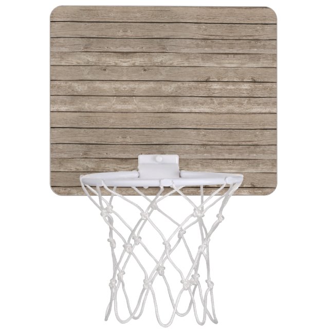 Rustic Wood Background Mini Basketball Hoop (Front)