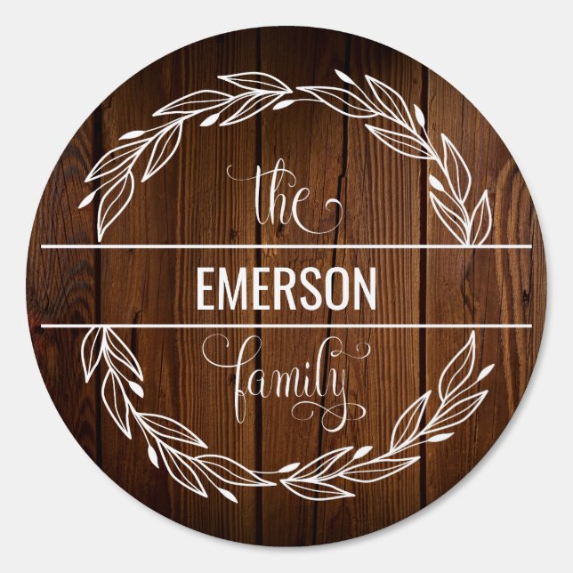 Rustic wood background personalized family name sign (Front)
