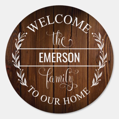 Rustic wood background personalized family name sign