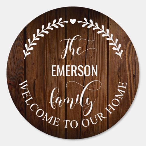 Rustic wood background personalized family name sign