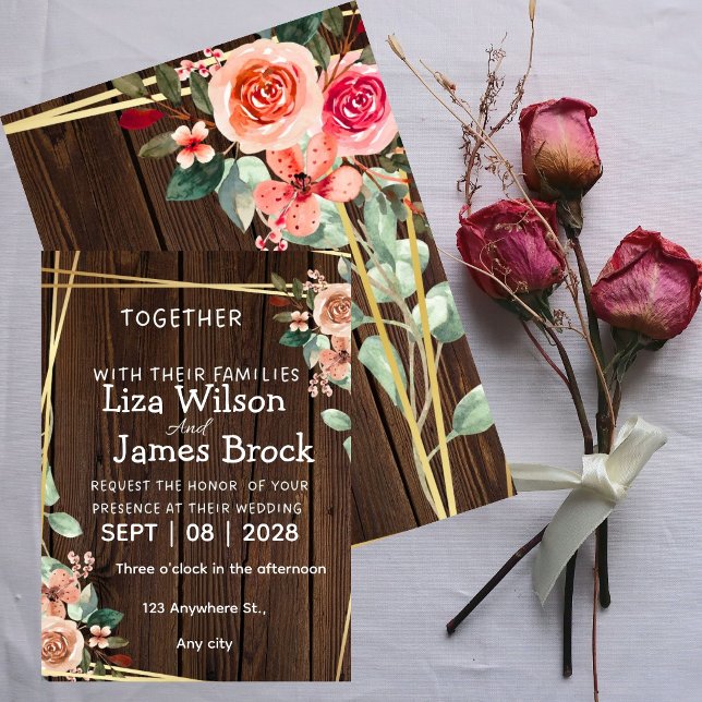Rustic Wood Background wedding  Invitation (Creator Uploaded)