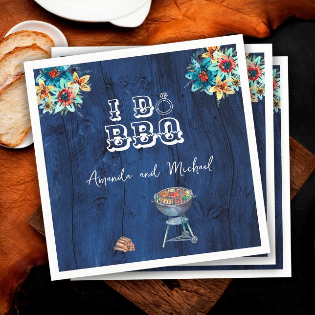 Rustic Wood Backyard I Do BBQ Rehearsal Dinner Napkins (Creator Uploaded)