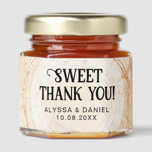 Rustic Wood Bark Sweet Thank you wedding Honey Jar Favors