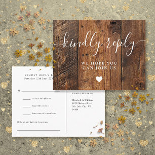 Rustic Wood Barn Boho Song Request RSVP Postcard