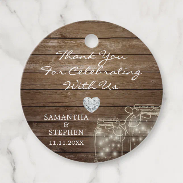 Rustic Wood Barn Country Heart Wedding Thank You Favor Tags | Zazzle