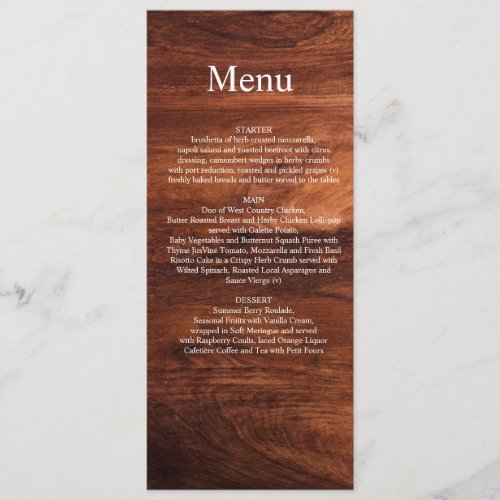 Rustic Wood Barn Grain Wedding Menu