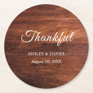 Rustic Wood Barn Grain Wedding Round Paper Coaster
