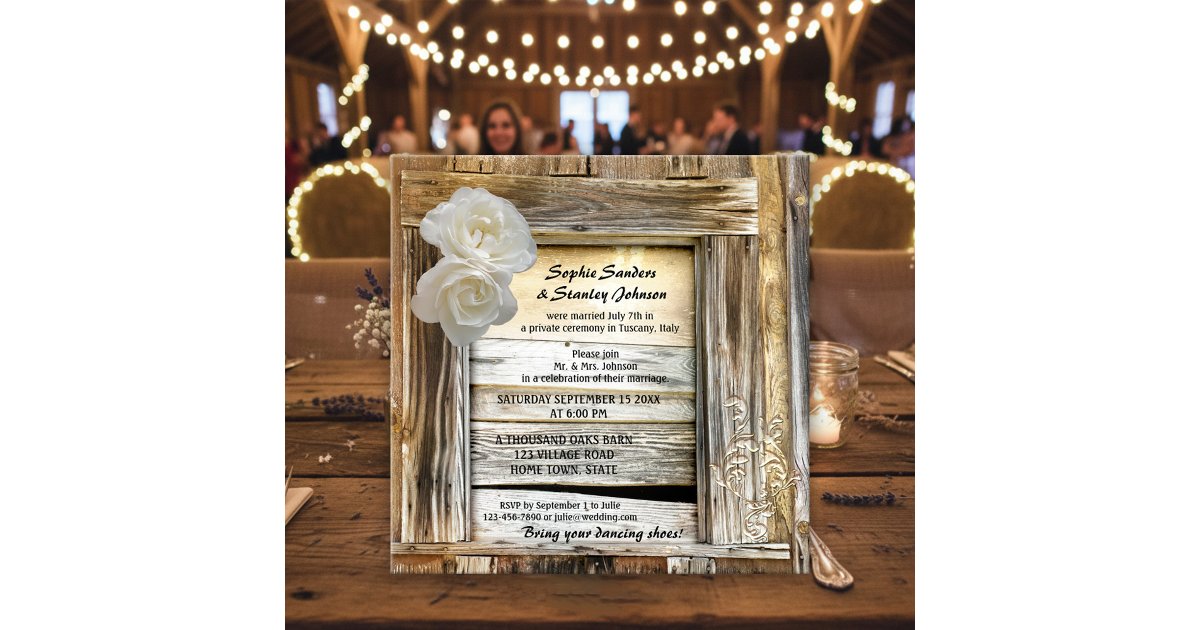 Rustic Wood Barn Post Wedding Invitation | Zazzle