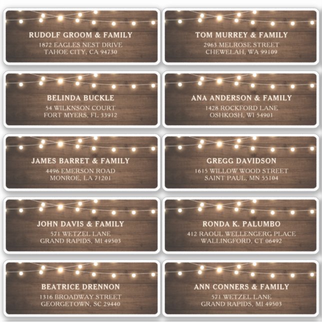 Rustic Wood Barn Wedding Guest Name Address Label (Front)